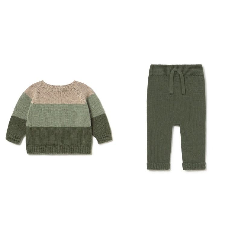 KNIT TRICOLOR SWEATER AND KNIT PANT