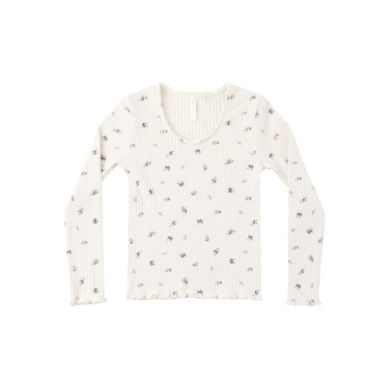 RIBBED LONG SLEEVE NATURAL DITSY