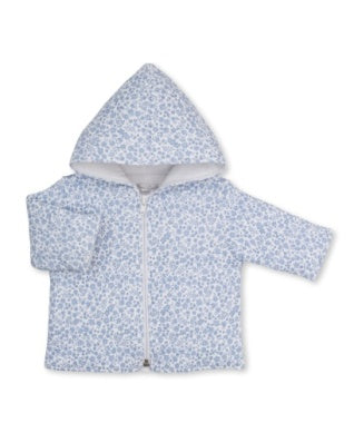 jacquard prt padded jacket - falll blooms blue