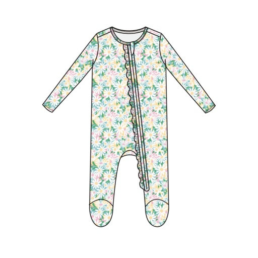 RUFFLE FRONT ZIPPER FOOTIE