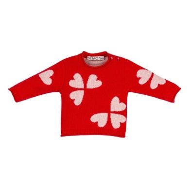 Girls Red Knit Sweater w/Hearts