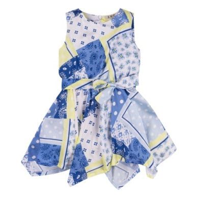 Yellow and Blue Patchwork Dress