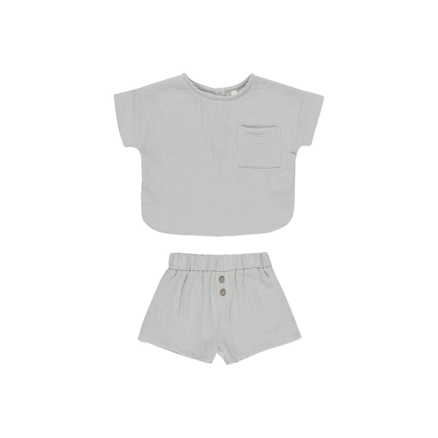 WOVEN BOXY TOP + SHORT SET || SKY