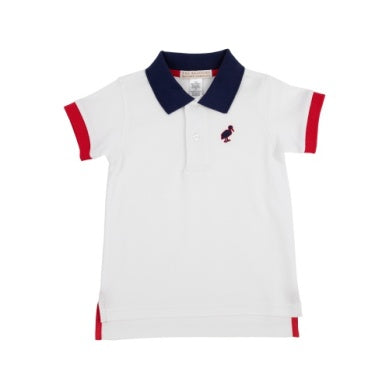Prim And Proper Polo Ss White/Red/Navy Trim