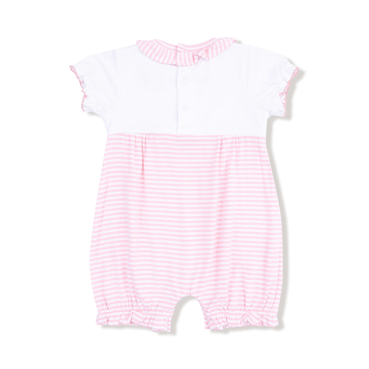 Baby Golf Carts - Pink - Ruffle Collar Romper w/ Piping and Picot