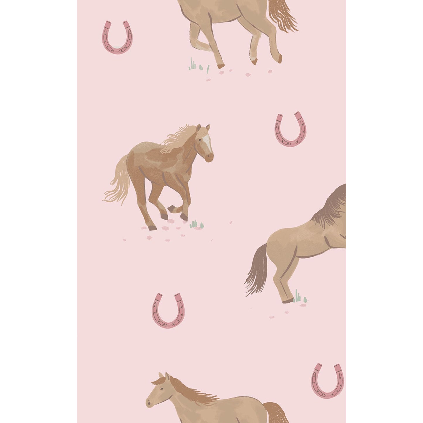Horses - Pink - 2 Way Zipper Ruffle Back Footie