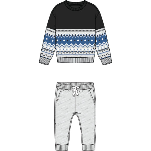 2 PC SET: L/S SWEATSHIRT AND JOGGER KNIT-HEATHER GREY LT.