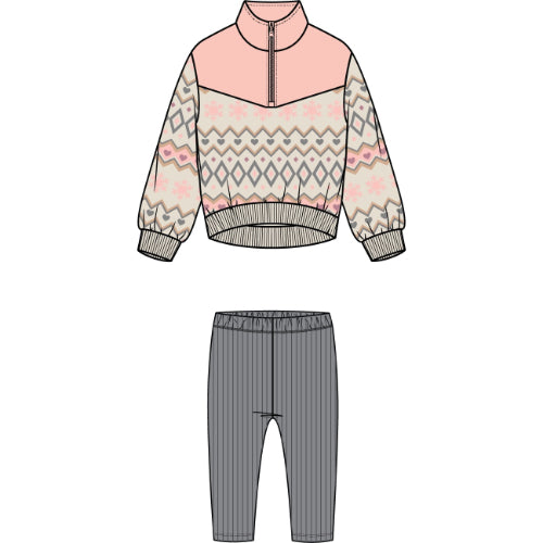 2 PC SET: L/S SWEATSHIRT AND LEGGING KNIT-GREY DK.