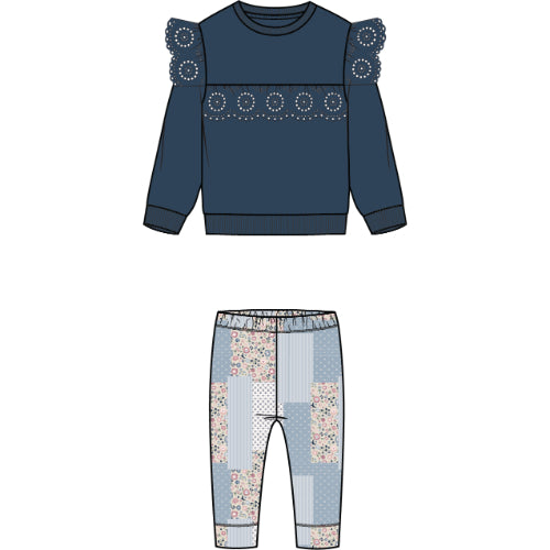 2 PCS SET: L/S TOP AND LEGGING KNIT-BLUE LT.