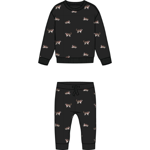 2 PCS SET: L/S TOP AND PANT KNIT-BLACK