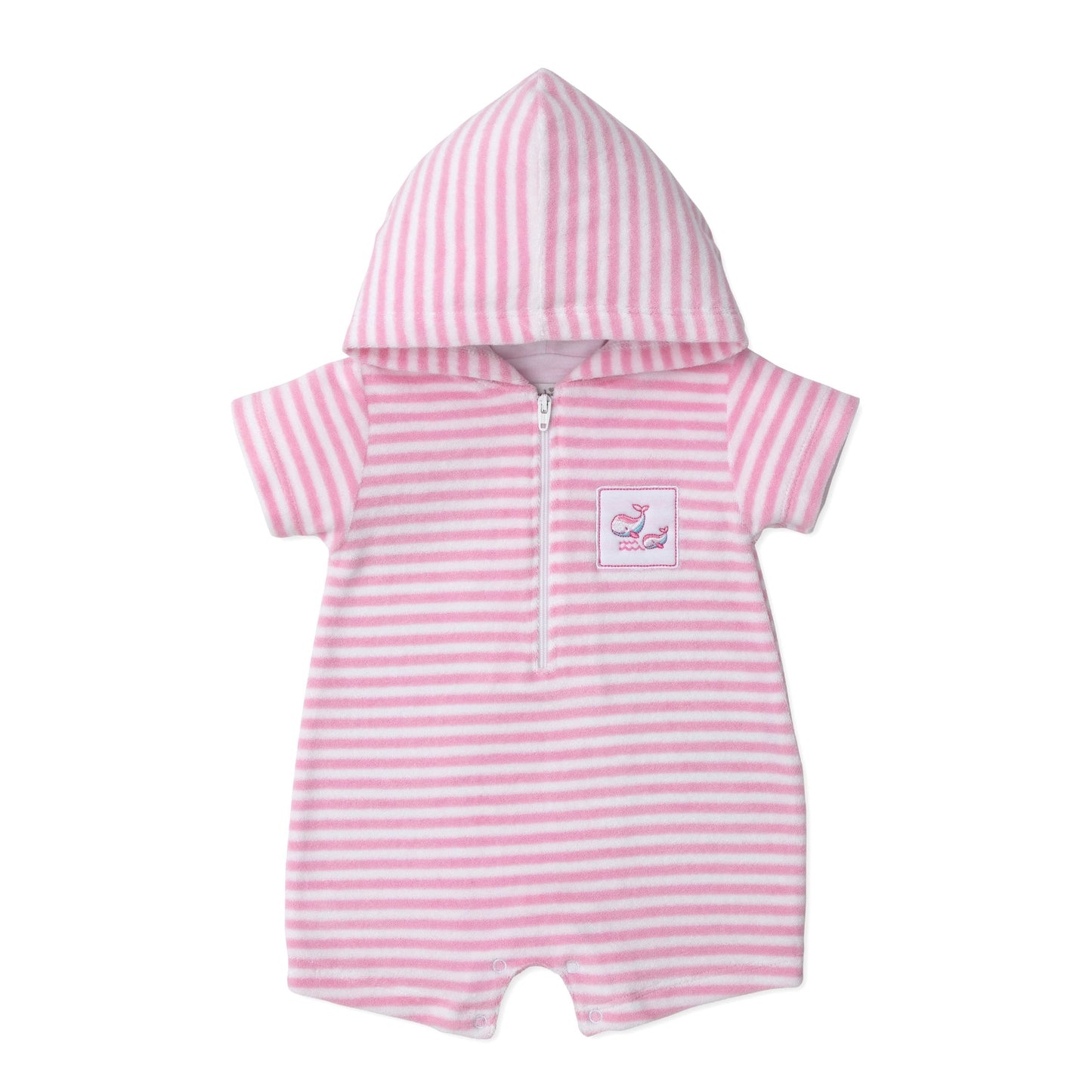Pink and White Stripe Terry romper