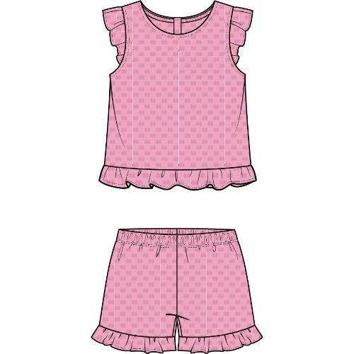 2 PCS SET: SLEEVELESS TOP AND SHORTS KNIT-PINK