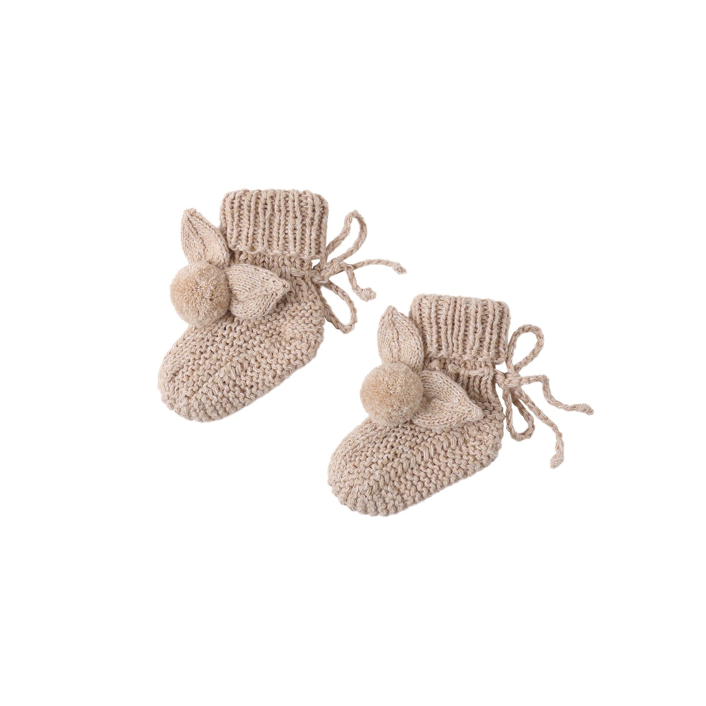 BUNNY KNIT BOOTIES HEATHERED LATTE