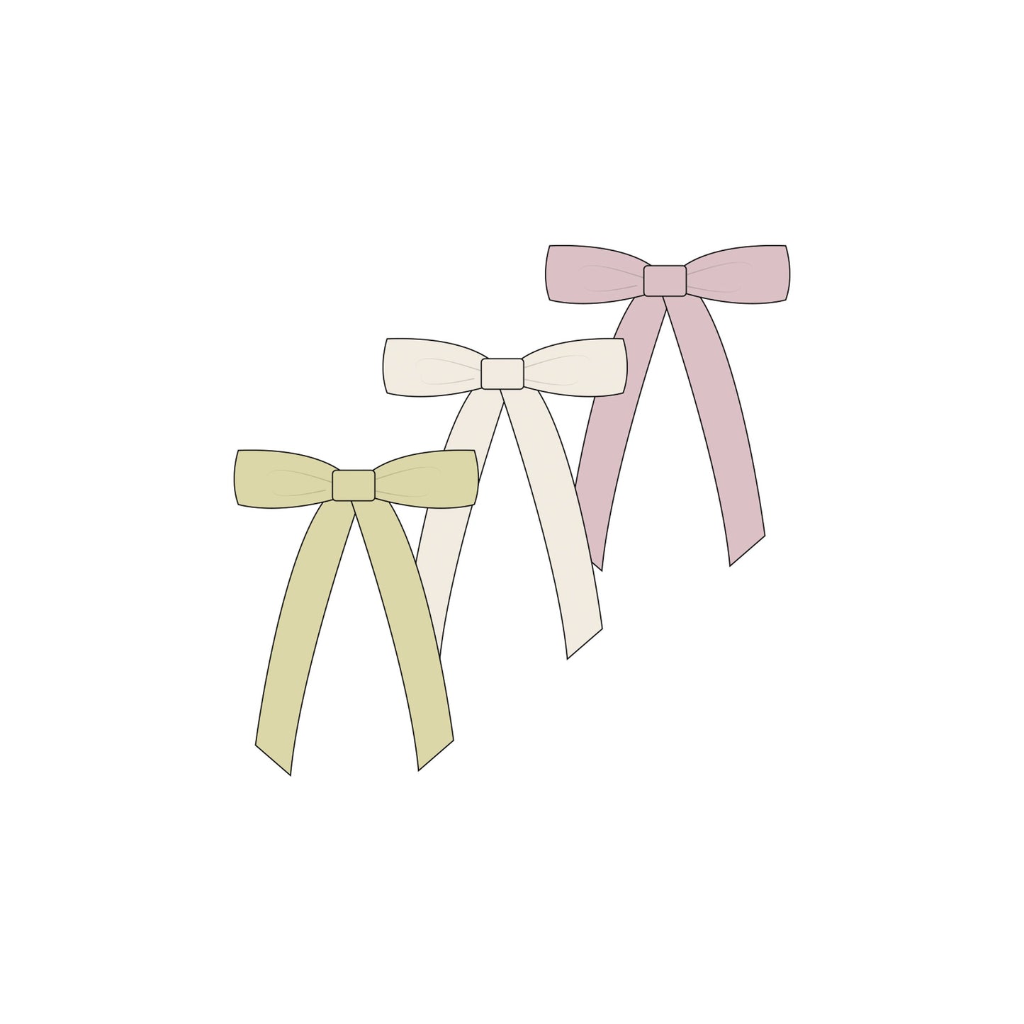 SATIN RIBBON BOWS LEMON, NATURAL, LAVENDER