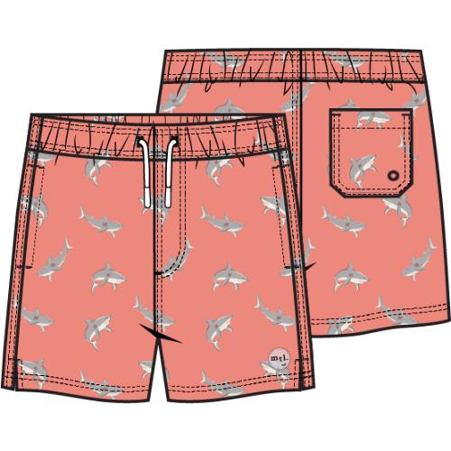SWIM TRUNK WOVEN-CORAL