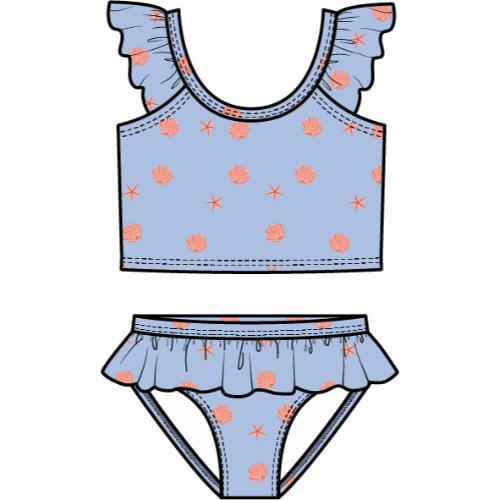 GIRL BIKINI SET KNIT-BLUE LT.