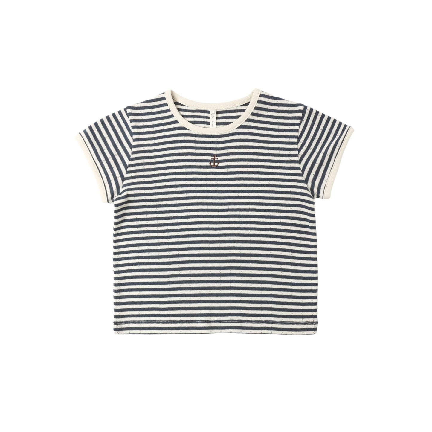 POINTELLE TEE NAVY STRIPE