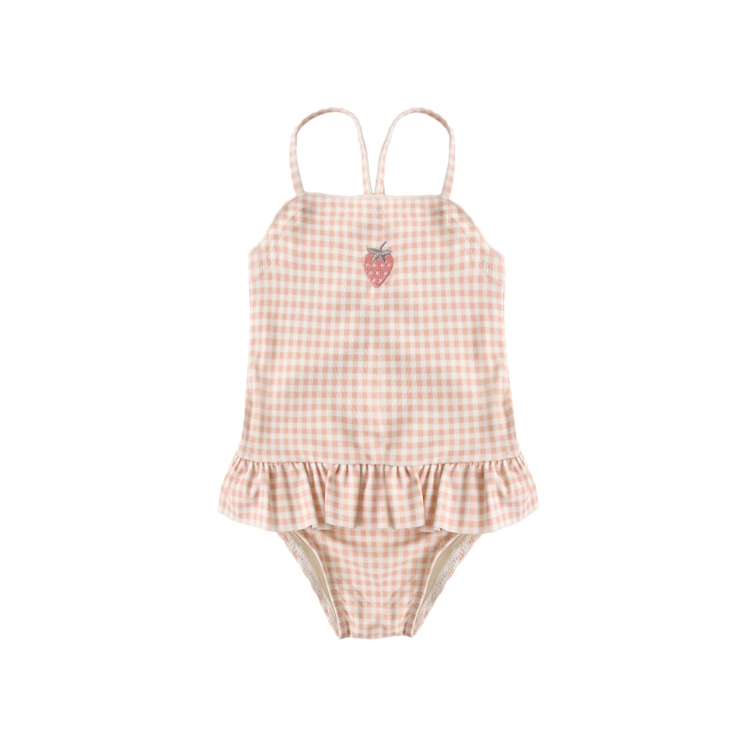 TORI SKIRTED ONE-PIECE PETAL GINGHAM