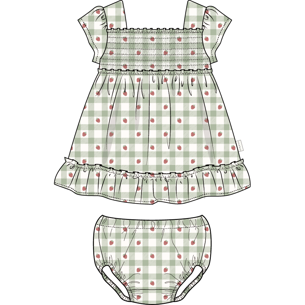 2PC SET: DRESS + BLOOMER WOVEN-GREEN LT.