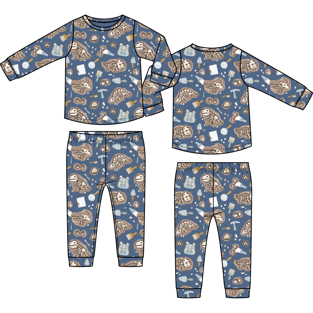 Glow in the Dark Dino Dig - Long Sleeve Loungewear Set