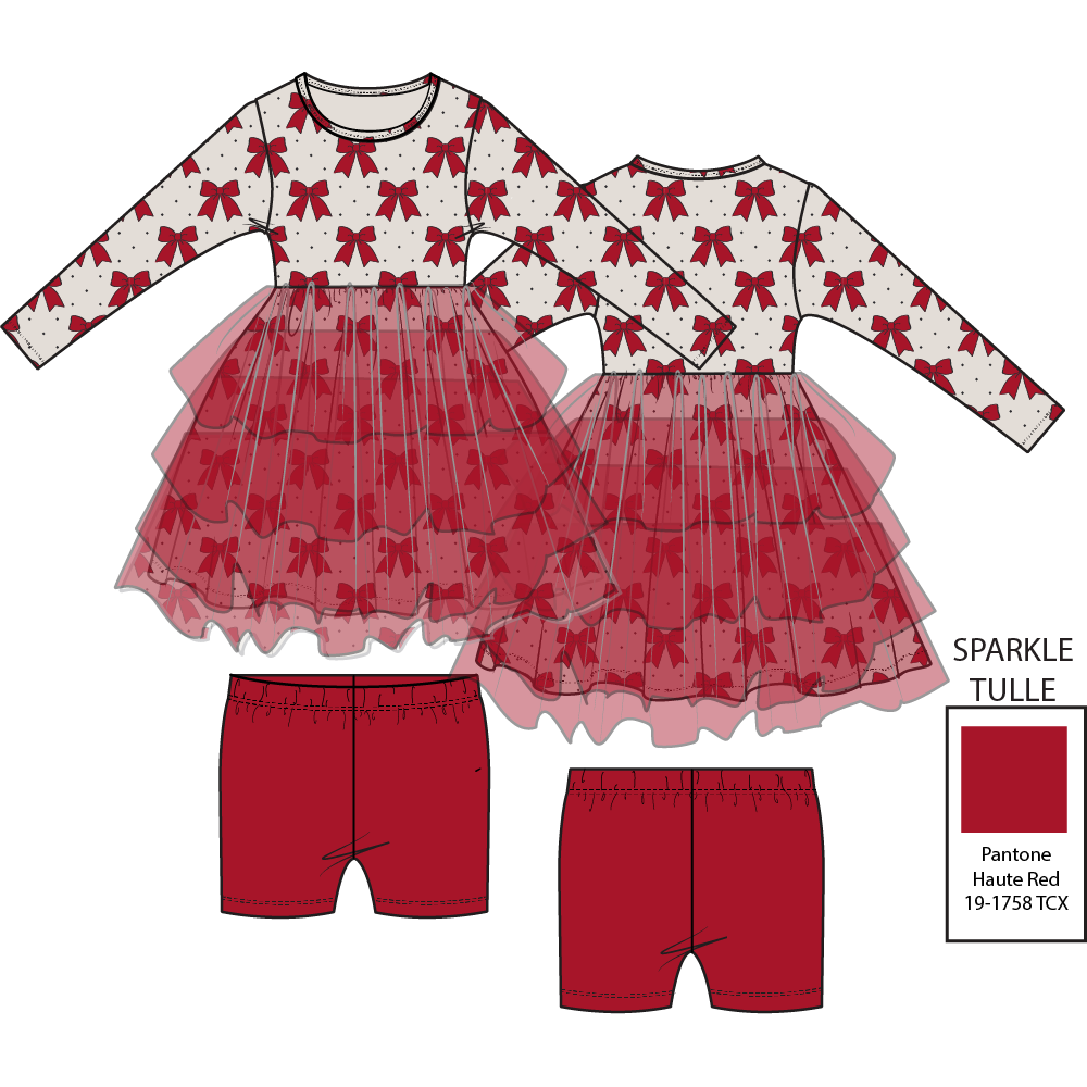Festive Bows - Twirly Long Sleeve Tutu Dress and Cartwheel Short