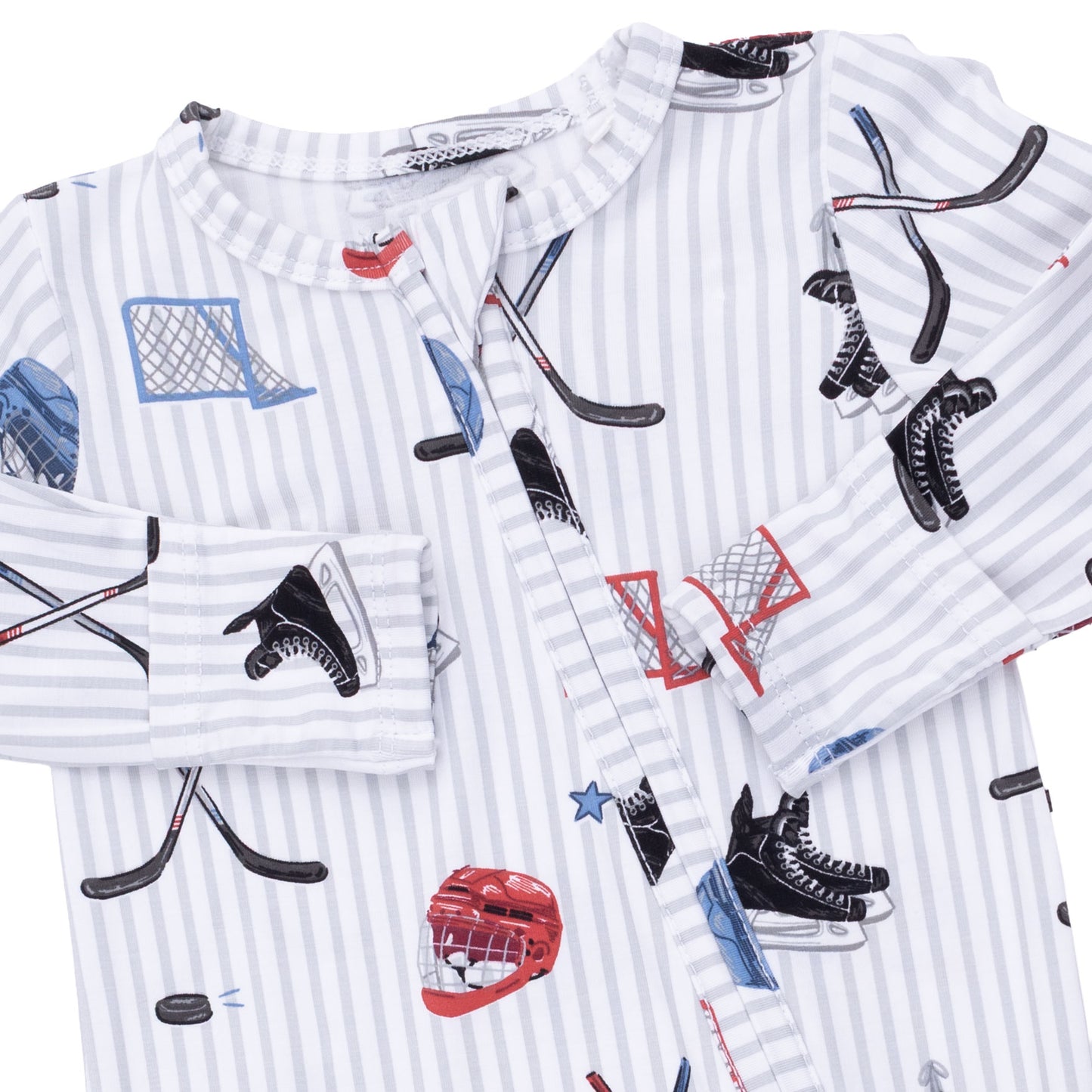 Hockey Stripe - 2 Way Zipper Footie