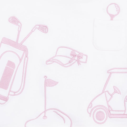 Golf - Drop Sleeve Sweatshirt White and Pink