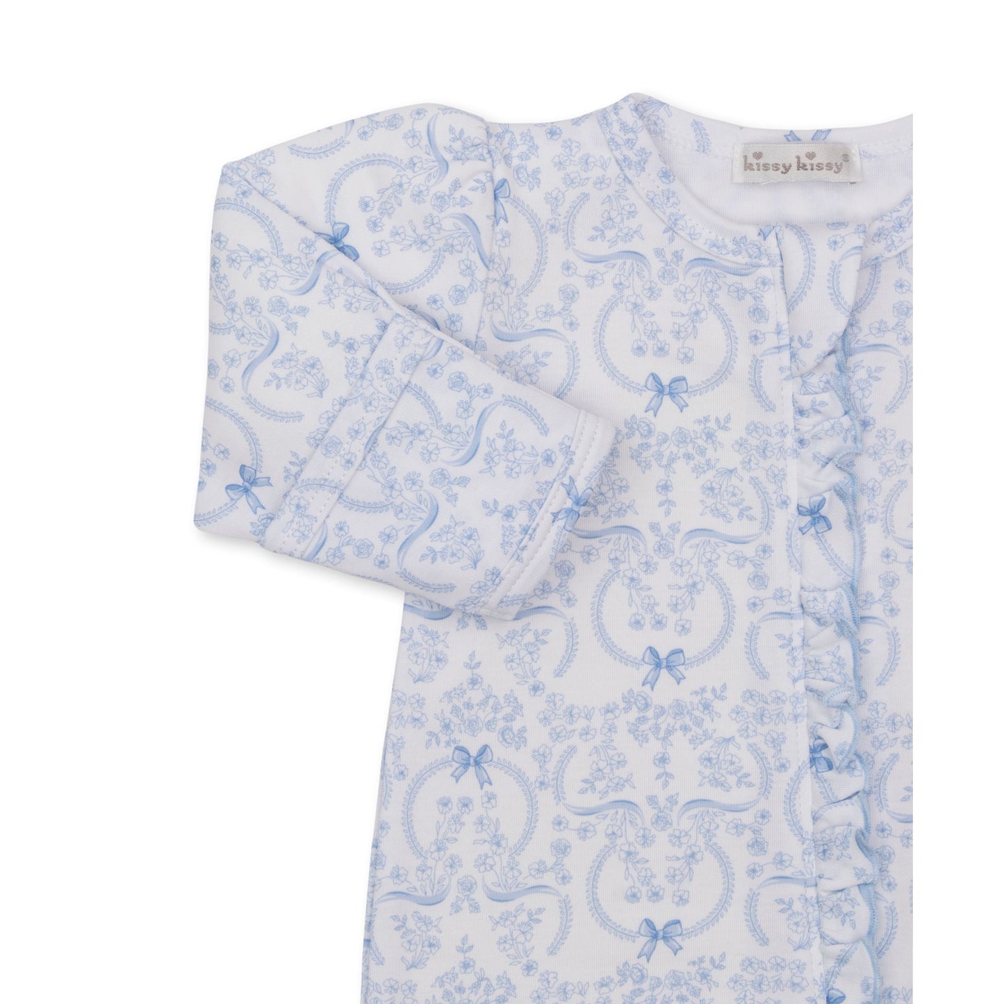 Delicate Blooming Bows Light Blue Footie w/Zip