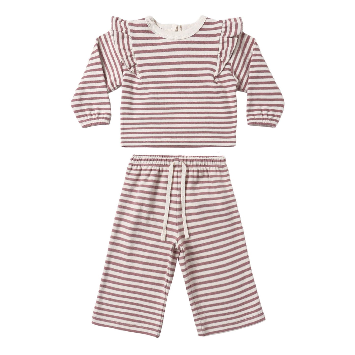 RUFFLE COZY SET MULBERRY STRIPE
