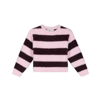 GIRLS PULLOVER PINK/WINE STRIPE