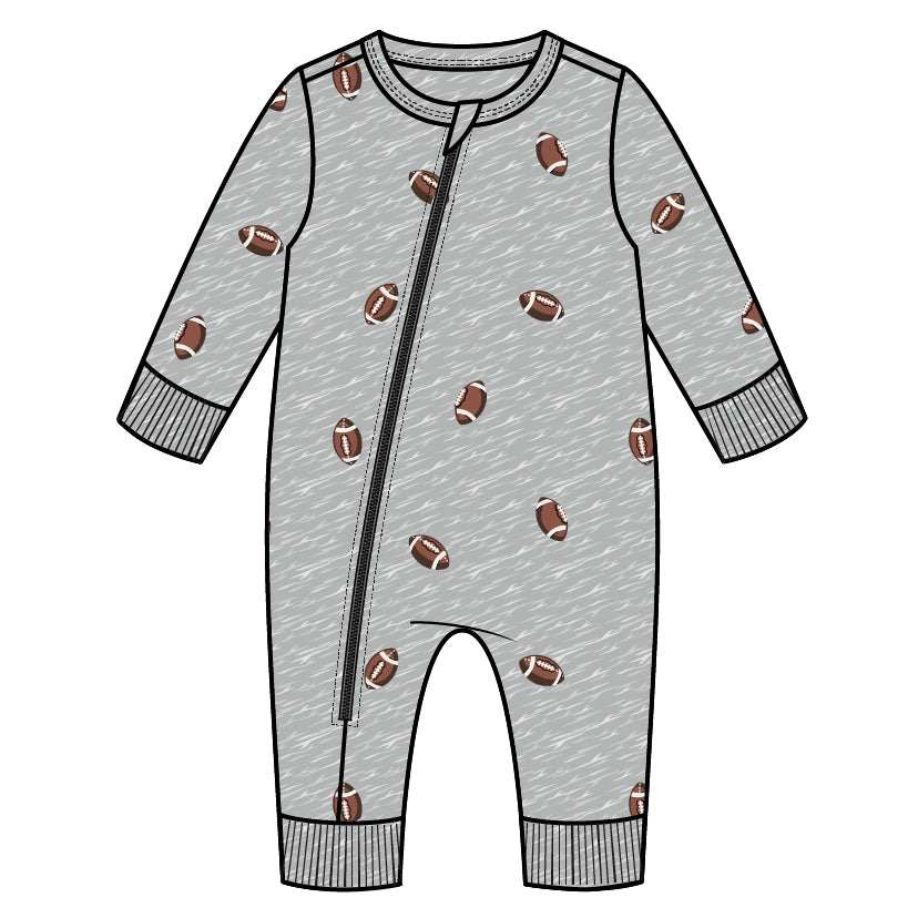 L/S PLAYSUIT KNIT-HEATHER GREY MD
