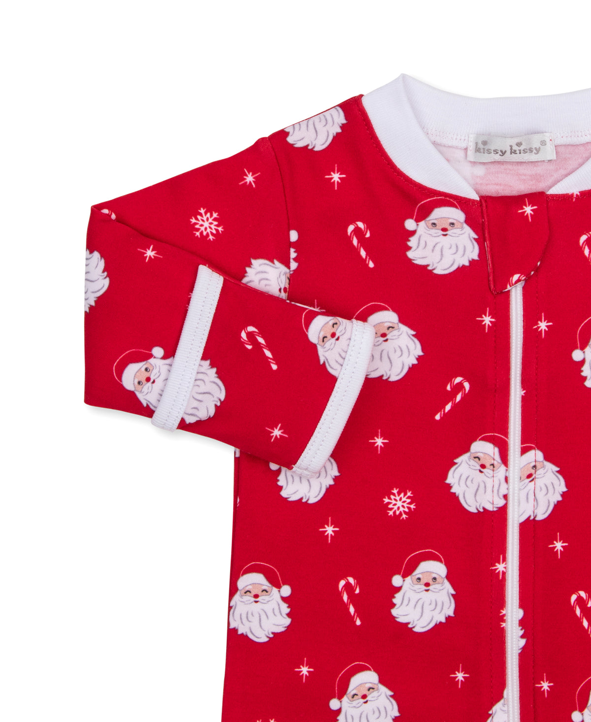 footie w/ zip prt Santa all over print