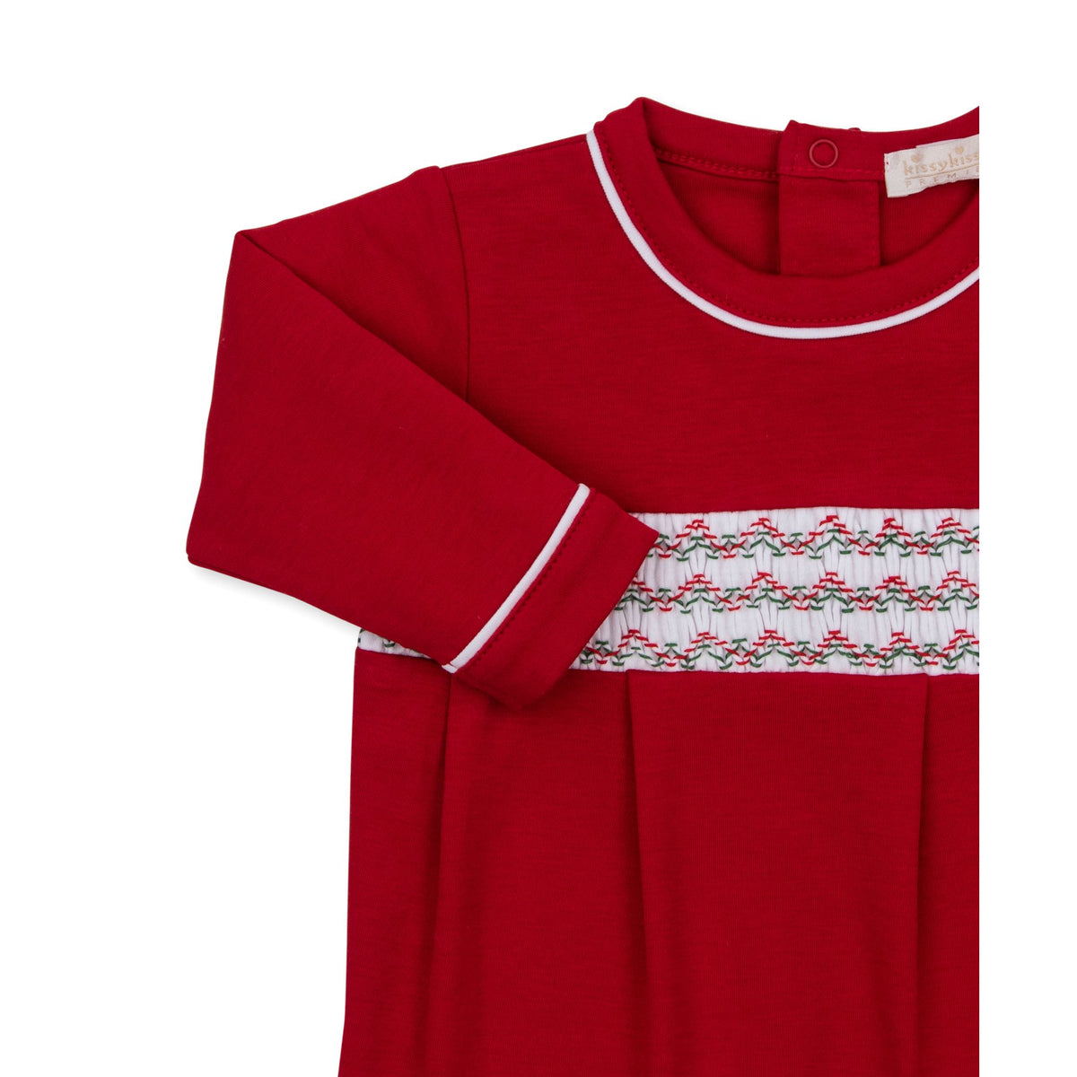 Red Cotton Footie w/Hand Smocking