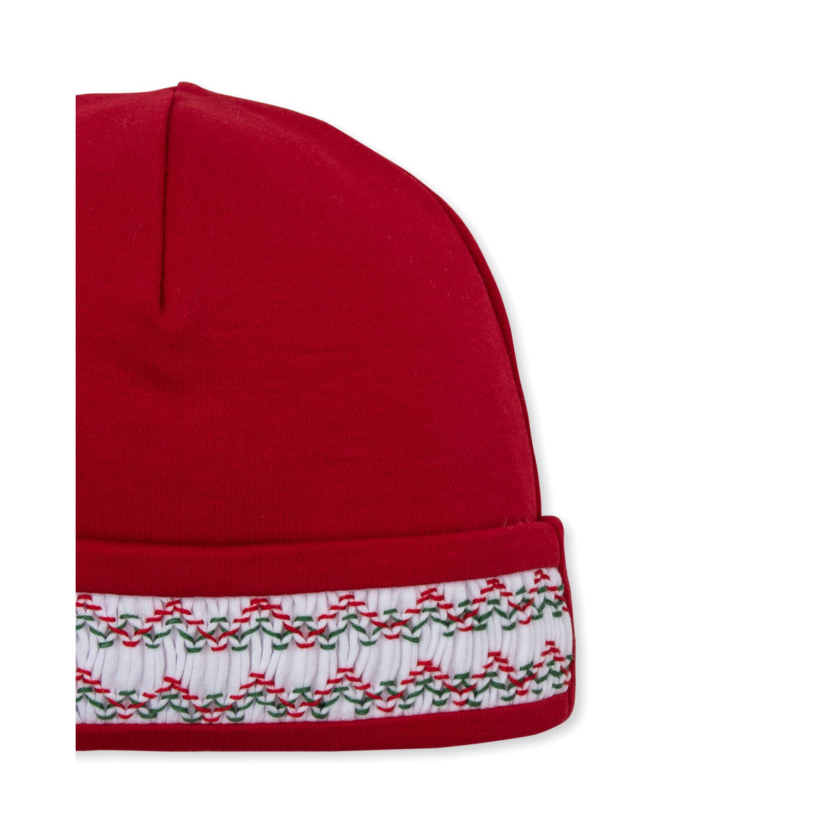 Red Infant Cap w/Hand Smocking