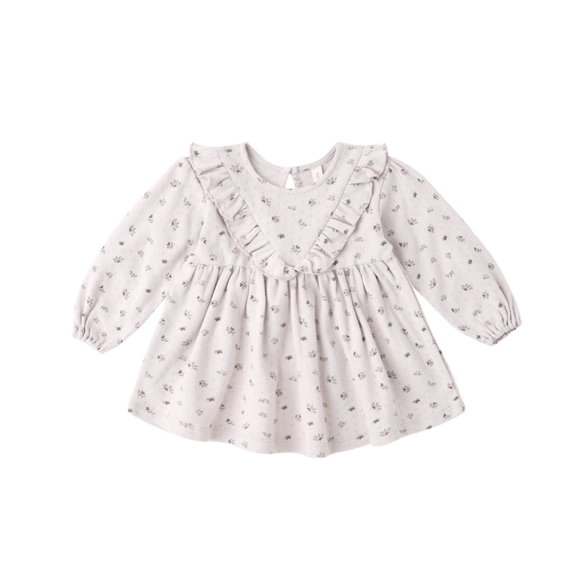 LONG SLEEVE RUFFLE V DRESS HEART DITSY