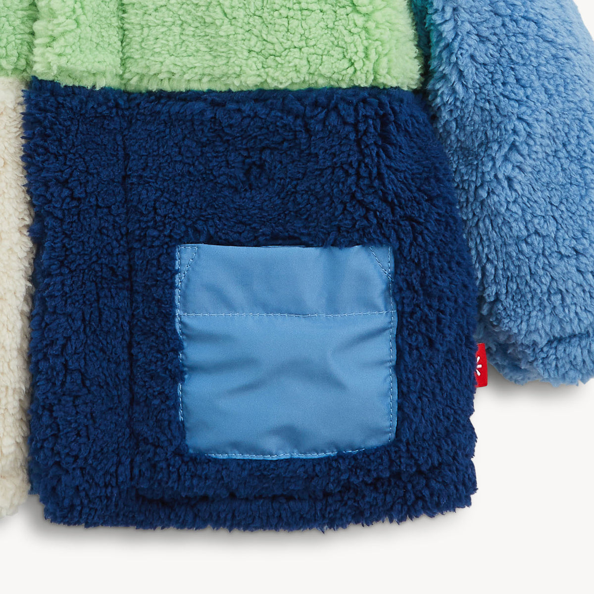 BLUE COLORBLOCK SHERPA BOYS JACKET