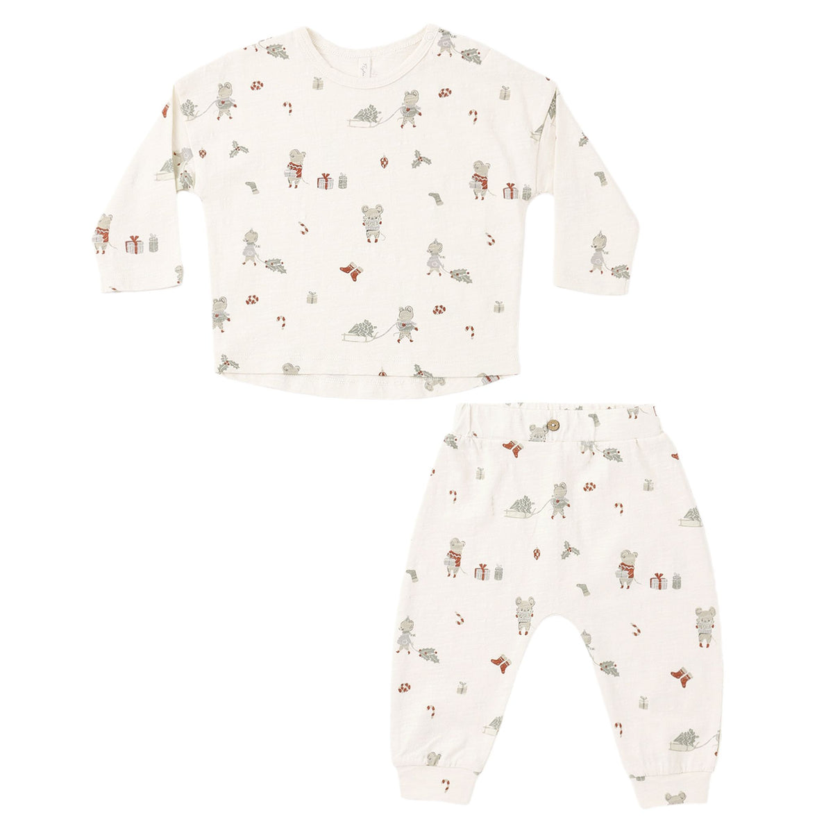 LS TEE + PANT SET HOLIDAY MOUSE