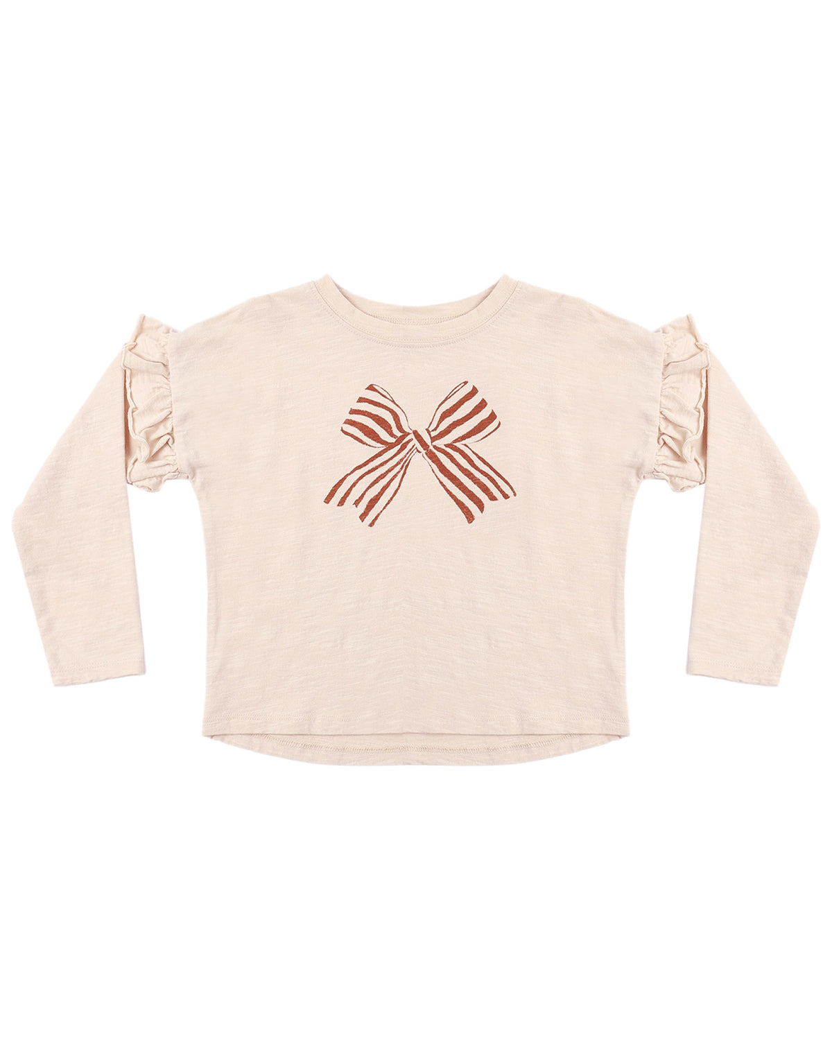 RUFFLE LONG SLEEVE TEE BOW