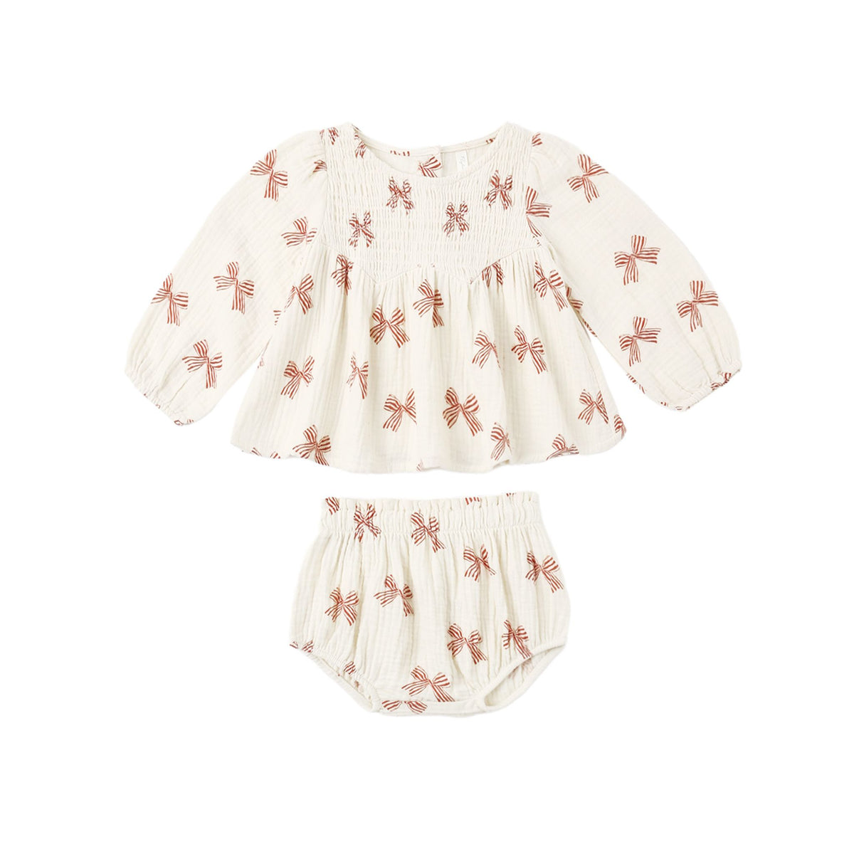SOPHIA TOP + BLOOMER SET PEPPERMINT BOWS