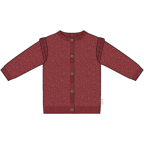 CARDIGAN SWEATER KNIT-RED BURGUNDY