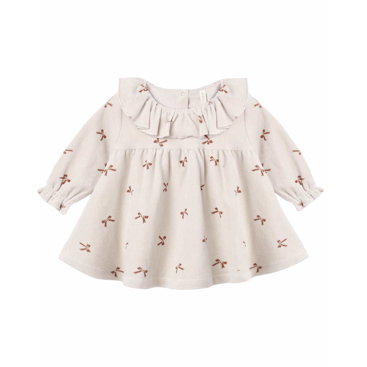 VELOUR BABY DRESS RED BOWS