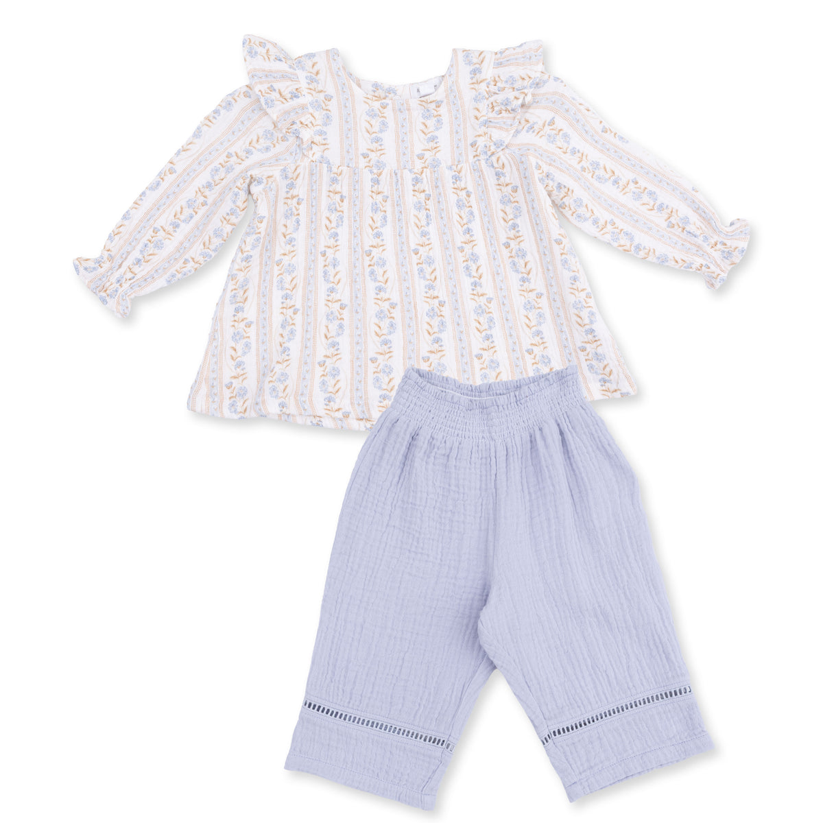 Catarina Floral -LS Ruffle Tunic And Smocked Waist Pant