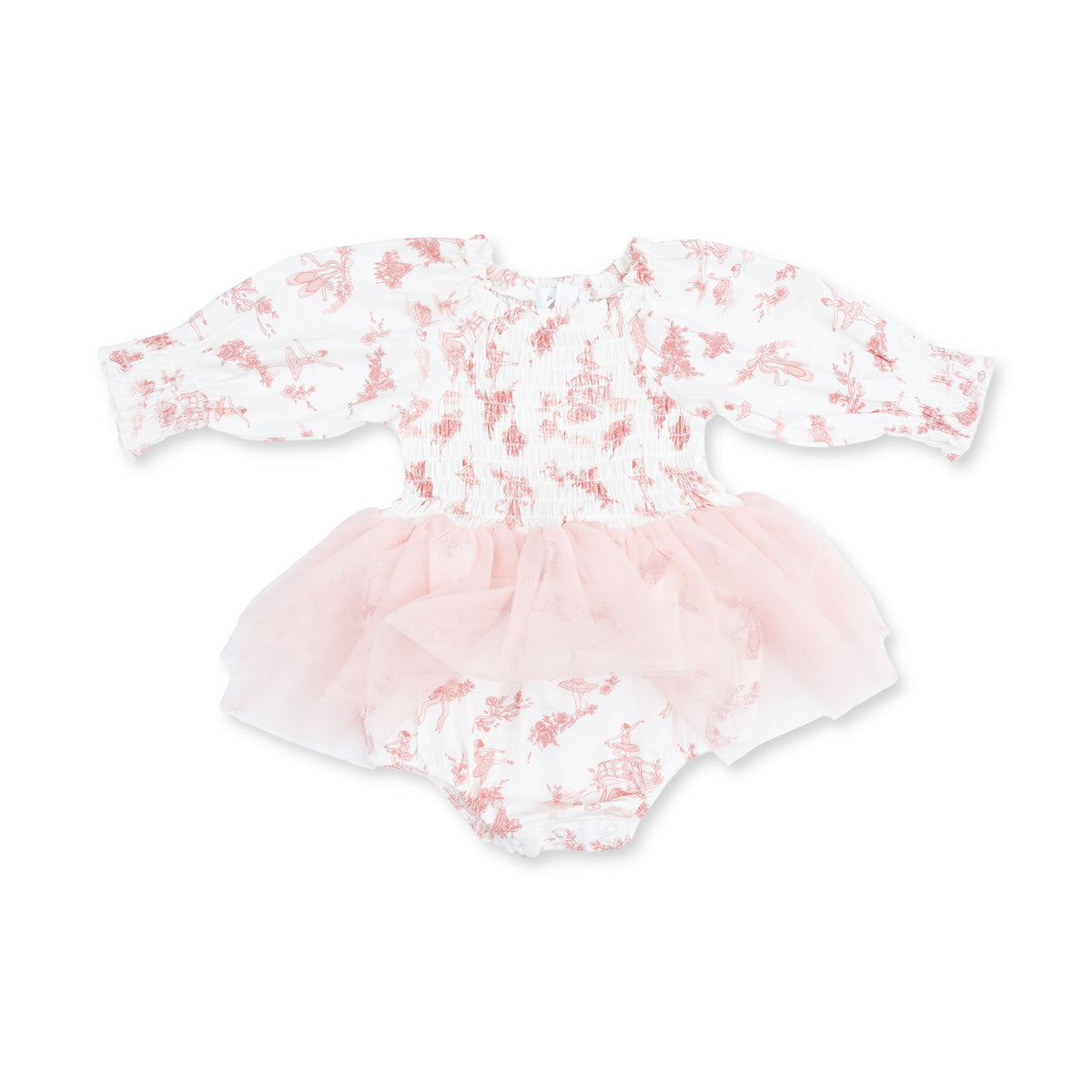 Ballet Toile - Long Sleeve Smocked Bubble With Tutu