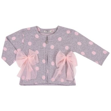 JACQUARD KNITTED ZIPPED TOP GREY AND PINK
