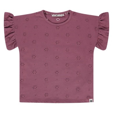 Burgundy Eyelet SS Shirt