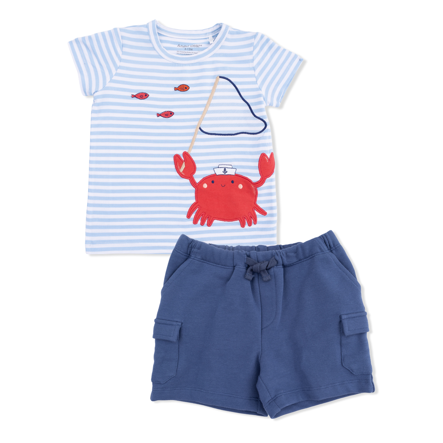 Sailor Sea Creatures Appliques - Crew Neck Tee with Cargo Short