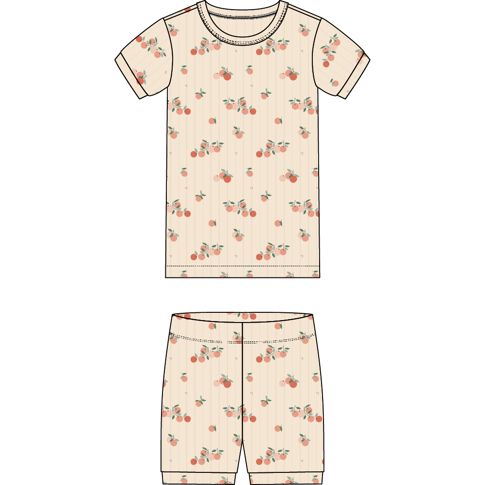 2PC PJ SET: S/S TOP + SHORTS ORANGES