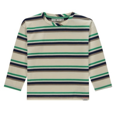 BOYS SHIRT LONG SLEEVE GREEN/NAVY/BONE STRIPE