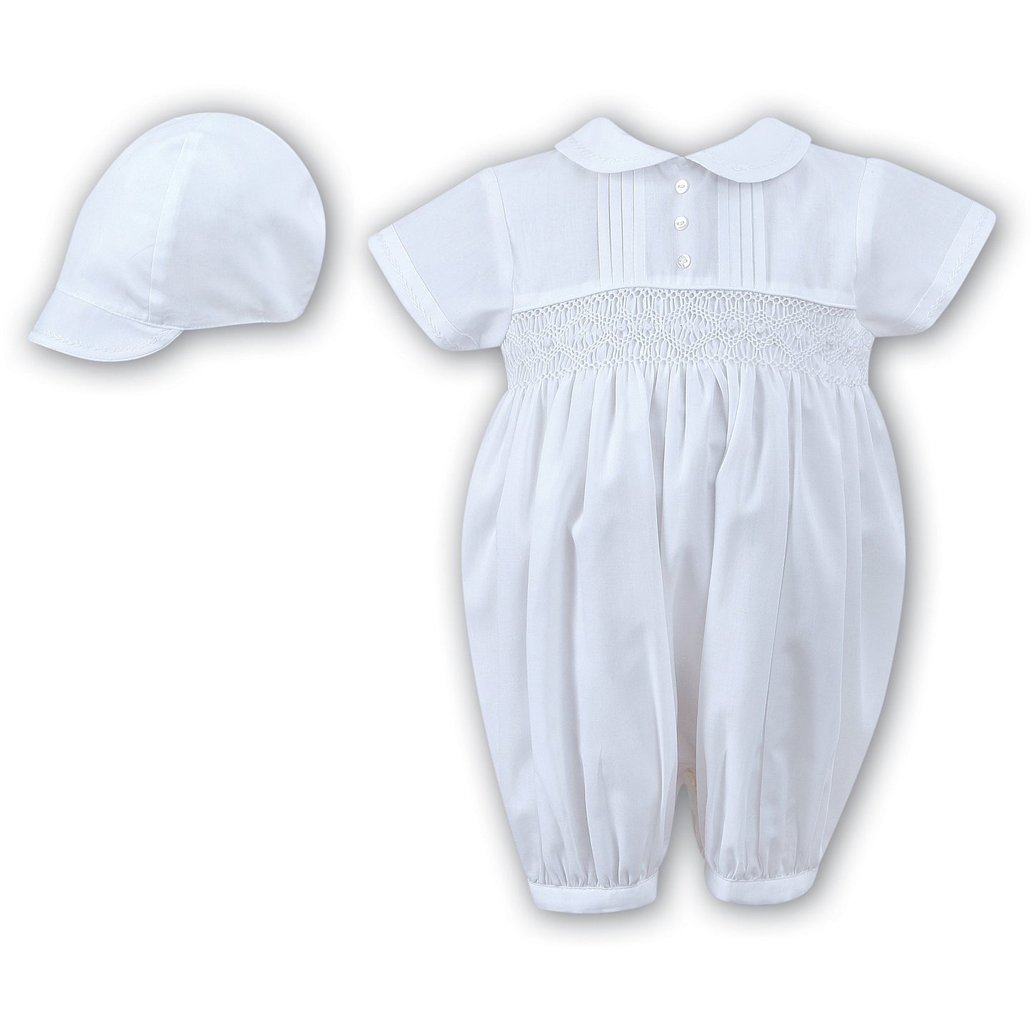 White Short Sleeve Romper and Hat
