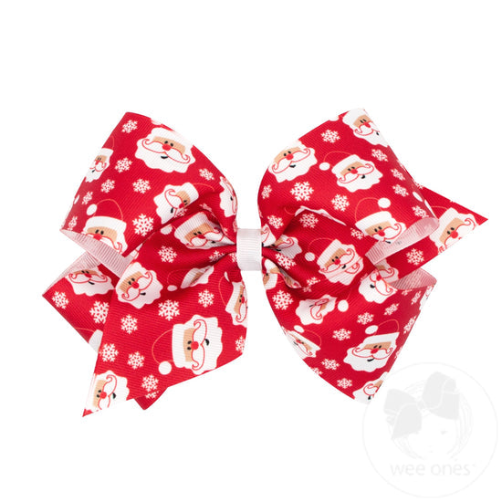 King Grosgrain Christmas Print Girls Hair Bow